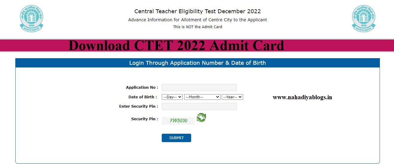 Download CTET 2022 Admit card